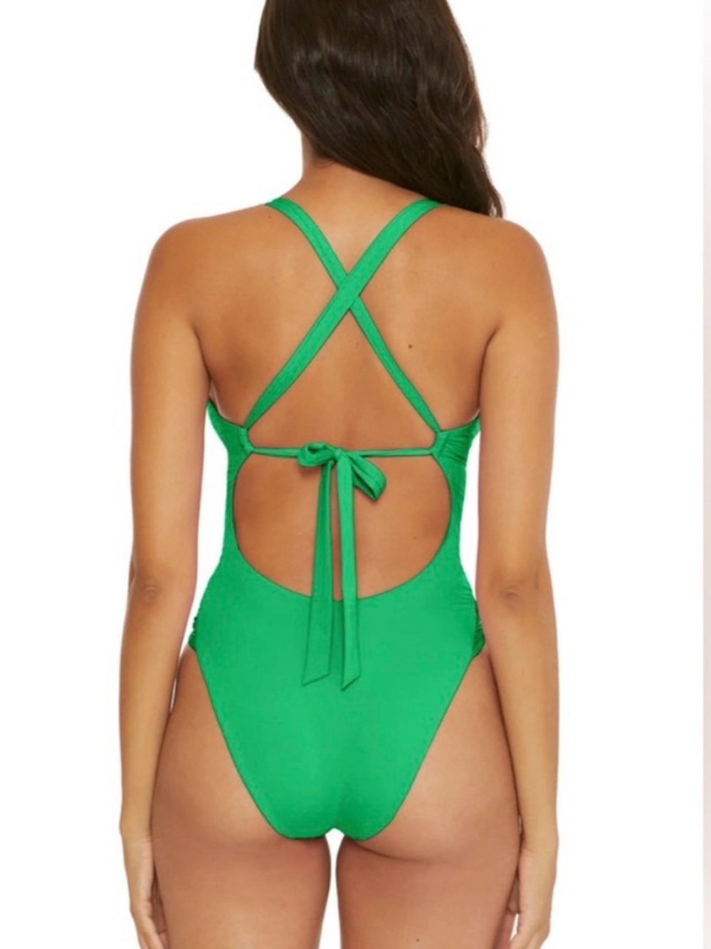 Becca Baja Mar Bandeau One Piece Swimsuit In Verde Green Size Small $138 View 3